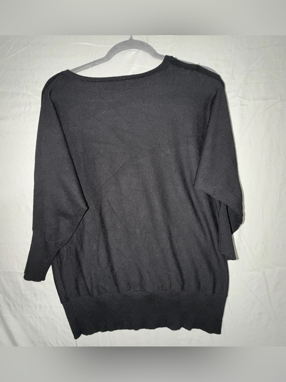 Chelsea & Theodore Black Studded Cold Shoulder Dolman Sweater Medium Chic - Picture 2 of 9